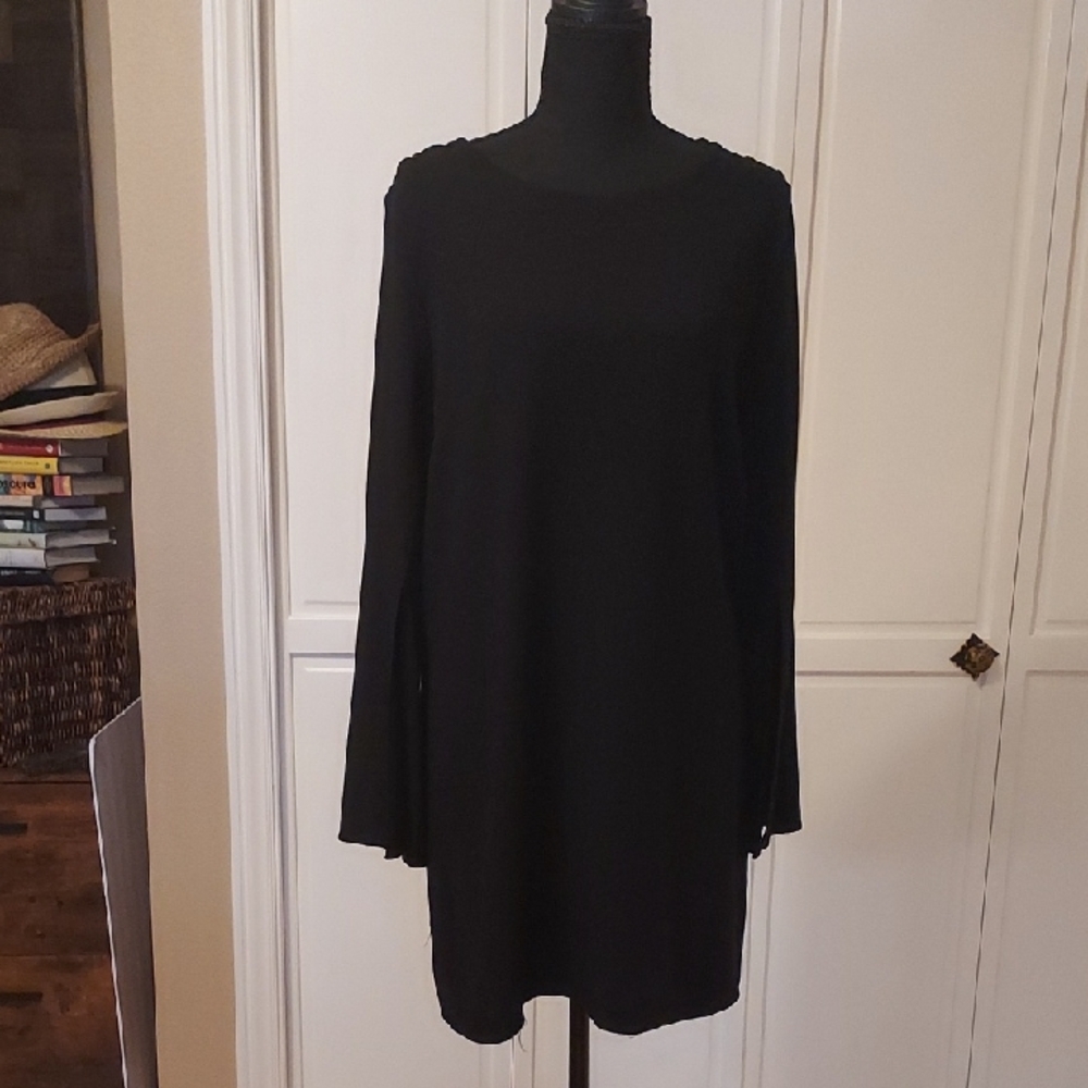 Little Black Dress Shift Dress Long Split Sleeve Size M